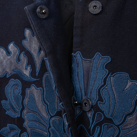 Shanghai Tang Mandarin Collar Embossed Navy Blue Coat - Picture 7 of 10